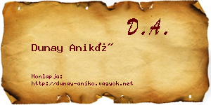 Dunay Anikó névjegykártya